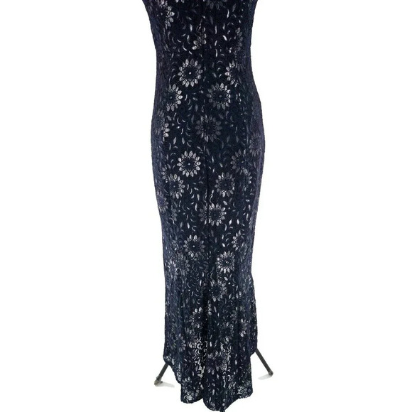 Enfocus Studio Dress Women 6 Dark Blue Gold Sleeveless‎ Lace Maxi Evening Party - Picture 7 of 9